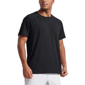 CRZ YOGA Mesh Workout Shirts for Men – Lightweight Breathable T-Shirts Running Athletic Training Short Sleeve Tops(Black)