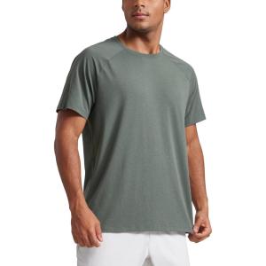 CRZ YOGA Mesh Workout Shirts for Men – Lightweight Breathable T-Shirts Running Athletic Training Short Sleeve Tops(Grey Sage)