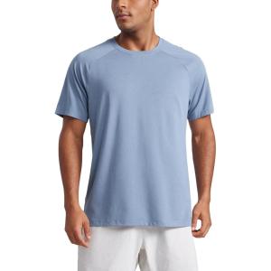CRZ YOGA Mesh Workout Shirts for Men – Lightweight Breathable T-Shirts Running Athletic Training Short Sleeve Tops(Slate Blue)