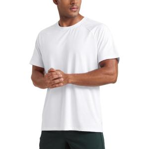 CRZ YOGA Mesh Workout Shirts for Men – Lightweight Breathable T-Shirts Running Athletic Training Short Sleeve Tops(White)