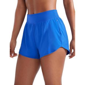 CRZ YOGA Mid Flat Waisted Running Shorts for Women 3″ – Mesh Liner Quick Dry for Workout Sport Athletic with Zipper Pocket(Sparkle Blue)