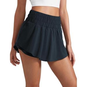 CRZ YOGA Ruffle Skirt Overlay Athletic Shorts for Women – High Waisted Flowy for Workout Running Tennis with Zip Pocket(True Navy)