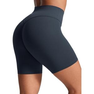 CRZ YOGA Secretsculpt Butterlift Biker Shorts 6″- No Front Seam High Waist Womens Workout Gym Booty Scrunch Butt(True Navy)