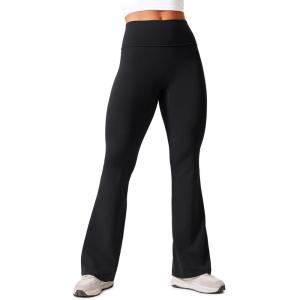 CRZ YOGA Secretsculpt Butterlift Flare Leggings 31″ – No Front Seam High Waist Bootcut Yoga Pants Booty Scrunch Butt(Black)