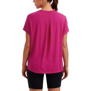 CRZ YOGA Short Sleeve Yoga Tops for Women Soft Loose Casual Flowy Shirts Crew Neck Workout Basic T-Shirt(Granita Pink)