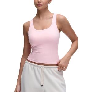 CRZ YOGA Softembrace Scoop Neck Tank Tops for Women – Casual Going Out Soft Double Lined Crop Basic Sleeveless Shirts(Strawberry Pink)