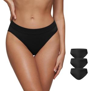 CRZ YOGA Softhold Bikini Underwear for Women – Sexy Tagless Hipster Stretch Breathable Ladies Cheeky Panties 3 Pack(Black (3pack))