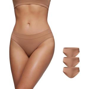 CRZ YOGA Softhold Bikini Underwear for Women – Sexy Tagless Hipster Stretch Breathable Ladies Cheeky Panties 3 Pack(Gravel (3pack))