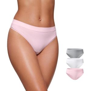 CRZ YOGA Softhold Bikini Underwear for Women – Sexy Tagless Hipster Stretch Breathable Ladies Cheeky Panties 3 Pack(Grey/White/Pink)