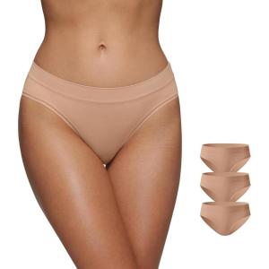 CRZ YOGA Softhold Bikini Underwear for Women – Sexy Tagless Hipster Stretch Breathable Ladies Cheeky Panties 3 Pack(Warm Beige (3pack))