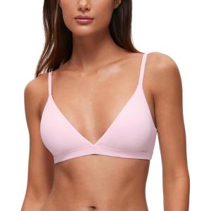 CRZ YOGA Softhold Double Lined Triangle Bralette – Womens Adjustable Straps Wireless Cami Plunge T-Shirt Everyday Bra Comfy(Strawberry Pink)