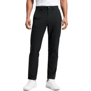 CRZ YOGA Stretch Cotton Chino Pants for Men – 32″ Breathable Work Casual Athletic Fit Twill Trousers with Pockets(Black)