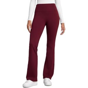 CRZ YOGA Women Butterbreeze High Waist Flare Pants 32” – Casual Yoga Dress Bootcut Wide Leg(Red Merlot)