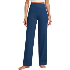 CRZ YOGA Womens Butterluxe High Waist Wide Leg Pants with Pockets 31″ – Buttery Soft Comfy Casual Yoga Lounge(French Navy)