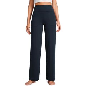 CRZ YOGA Womens Butterluxe High Waist Wide Leg Pants with Pockets 31″ – Buttery Soft Comfy Casual Yoga Lounge(True Navy)