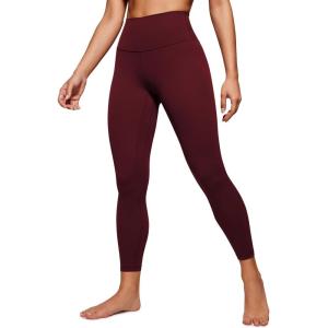 CRZ YOGA Womens Butterluxe High Waisted Yoga Leggings 25″ – Double Seamed Buttery Soft Comfy Athletic Gym Workout Pants(Red Merlot)