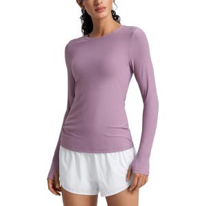 CRZ YOGA Womens Cloudweight Long Sleeve Workout Tops Lightweight Athletic Basic Shirts Soft Casual T-Shirt with Thumb Hole(Light Lavender)