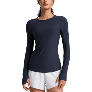 CRZ YOGA Womens Cloudweight Long Sleeve Workout Tops Lightweight Athletic Basic Shirts Soft Casual T-Shirt with Thumb Hole(True Navy)