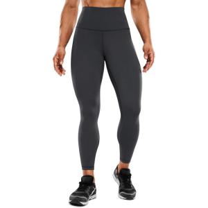 CRZ YOGA Women’s Hugged Feeling Compression Leggings 25 Inches – Thick High Waisted Tummy Control Workout Pants Tights(Ink Gray)
