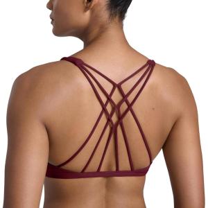 CRZ YOGA Womens Naked Feeling Criss Cross Sports Bra – Strappy Back Padded Medium Support Wireless Gym Cami Workout Yoga(Red Merlot)