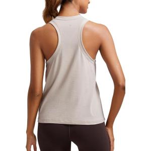 CRZ YOGA Womens Pima Cotton High Neck Workout Tank Racerback Athletic Sleeveless Tops Basic Casual Yoga Shirts(Mojave Tan)