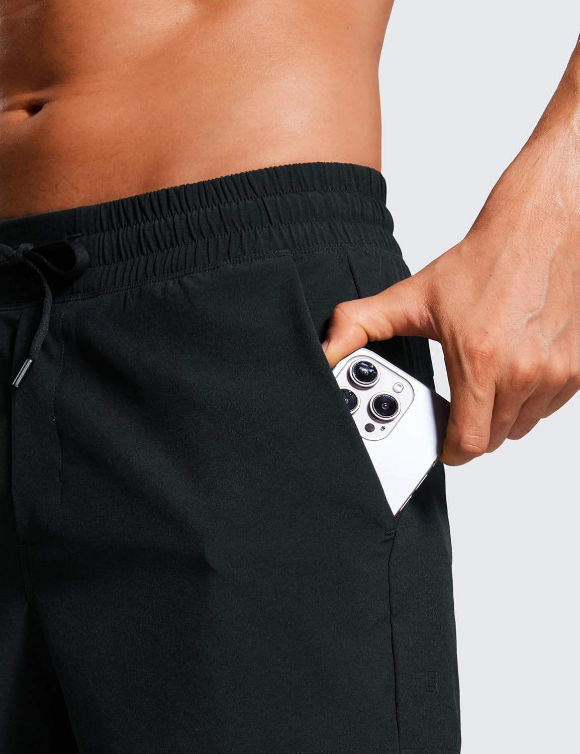 imageCRZ YOGA 2 in 1 Mens Athletic Shorts 35 with Liner Quick Dry Lightweight for Running Gym with Zip PocketsBlack