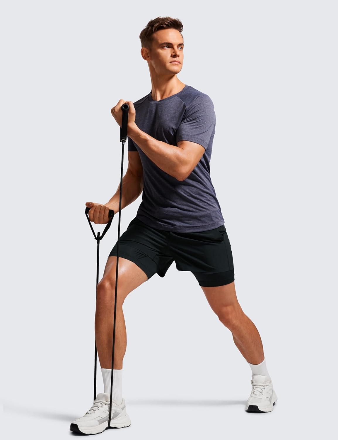 imageCRZ YOGA 2 in 1 Mens Athletic Shorts 35 with Liner Quick Dry Lightweight for Running Gym with Zip PocketsBlack