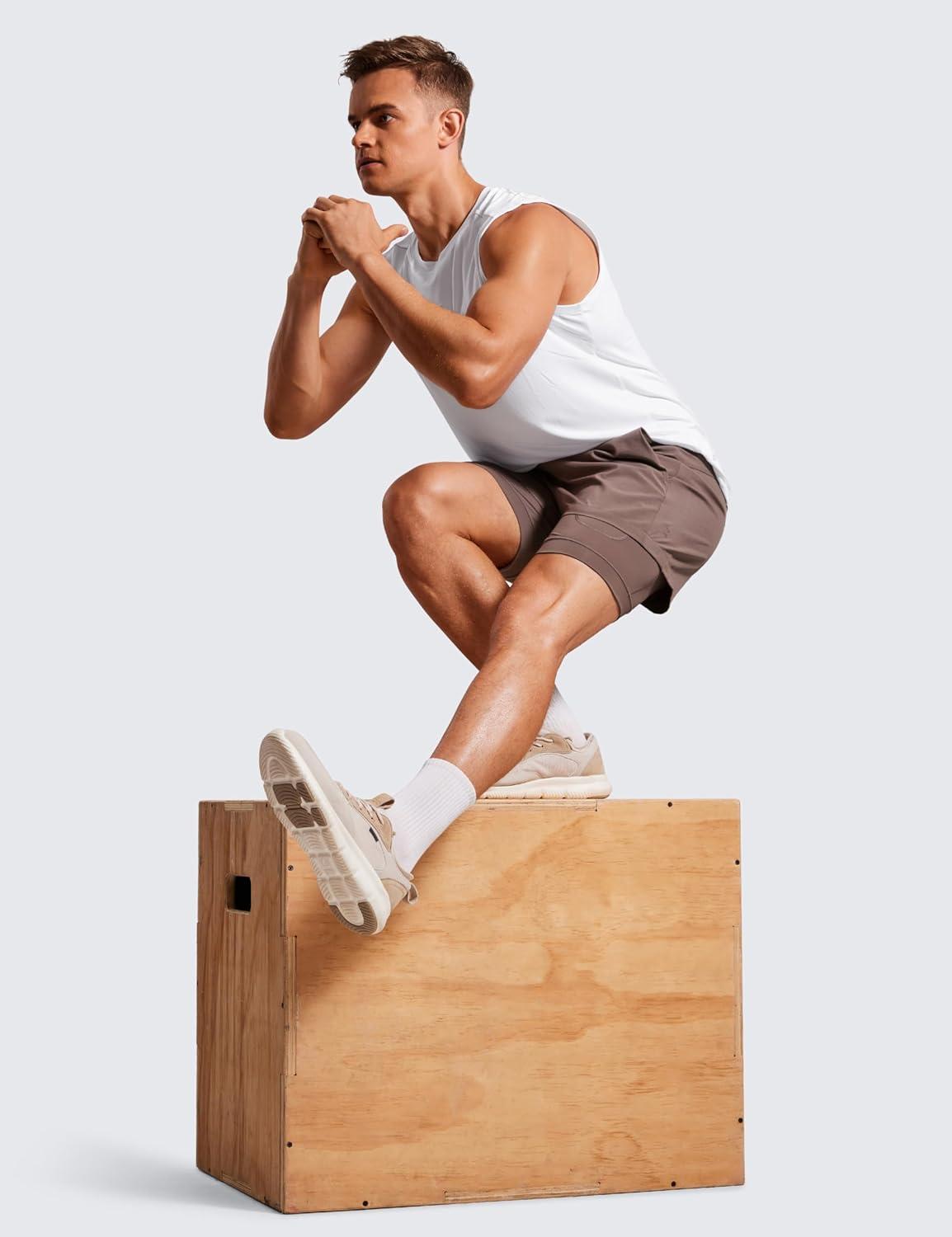 imageCRZ YOGA 2 in 1 Mens Athletic Shorts 35 with Liner Quick Dry Lightweight for Running Gym with Zip PocketsBrown Rock