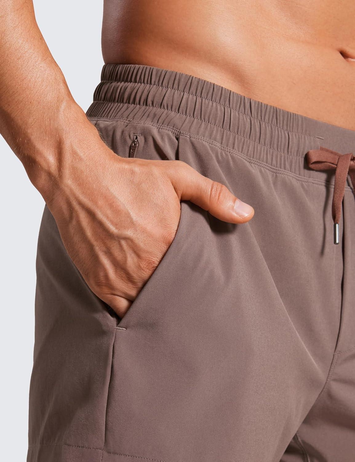 imageCRZ YOGA 2 in 1 Mens Athletic Shorts 35 with Liner Quick Dry Lightweight for Running Gym with Zip PocketsBrown Rock