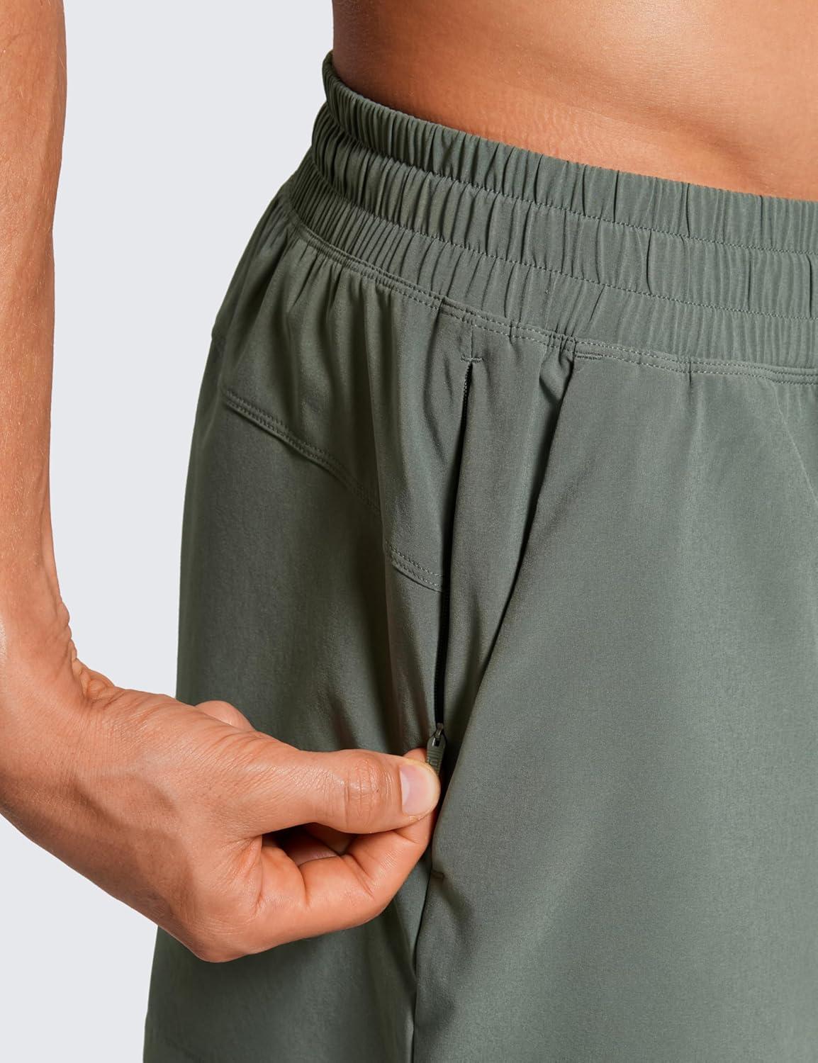 imageCRZ YOGA 2 in 1 Mens Athletic Shorts 35 with Liner Quick Dry Lightweight for Running Gym with Zip PocketsGrey Sage