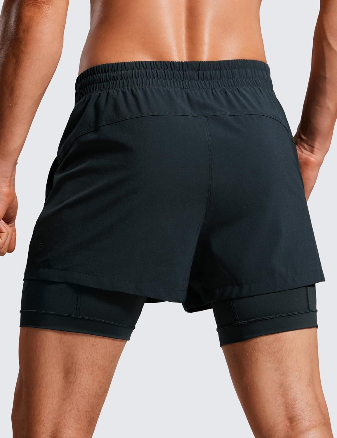 imageCRZ YOGA 2 in 1 Mens Athletic Shorts 35 with Liner Quick Dry Lightweight for Running Gym with Zip PocketsTrue Navy