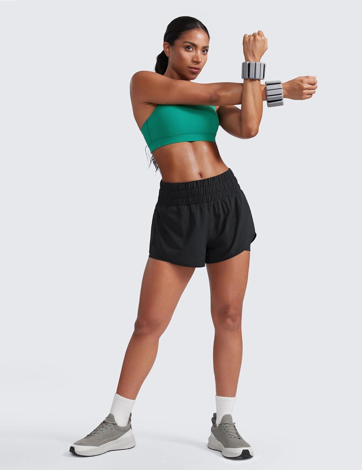 imageCRZ YOGA 2 in 1 Split Running Shorts for Women 3quot High Waisted Workout Athletic Gym Tennis with PocketBlack