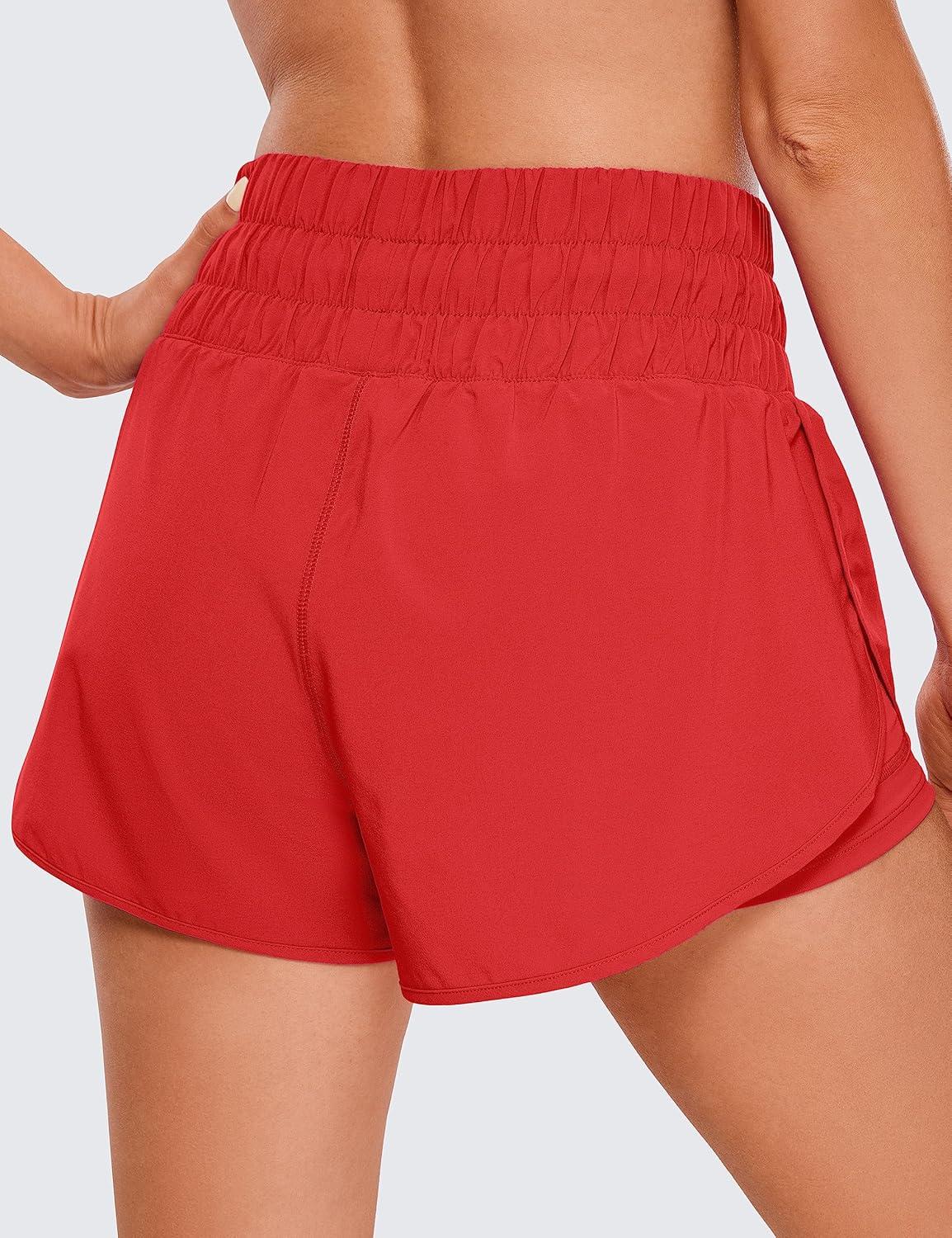 imageCRZ YOGA 2 in 1 Split Running Shorts for Women 3quot High Waisted Workout Athletic Gym Tennis with PocketDark Red