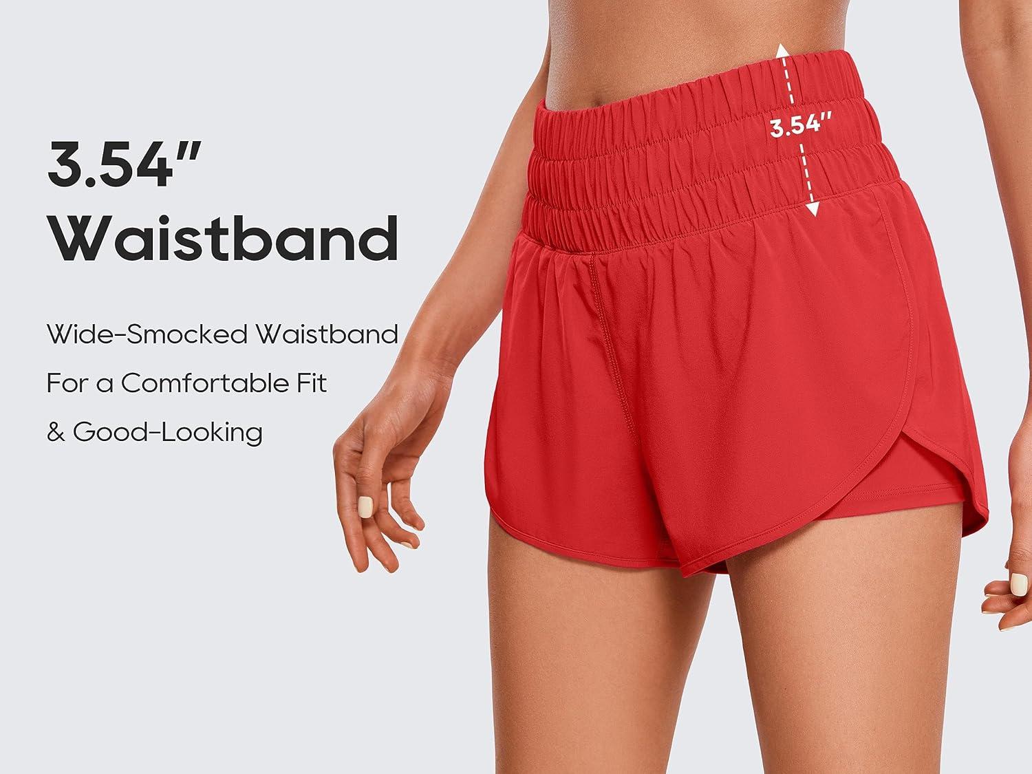 imageCRZ YOGA 2 in 1 Split Running Shorts for Women 3quot High Waisted Workout Athletic Gym Tennis with PocketDark Red