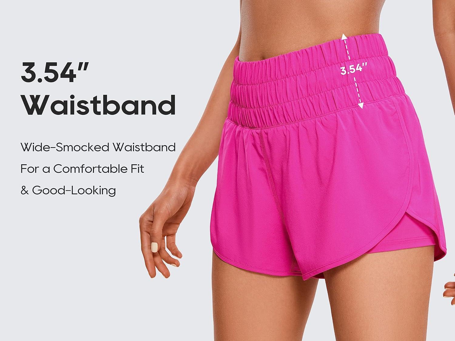 imageCRZ YOGA 2 in 1 Split Running Shorts for Women 3quot High Waisted Workout Athletic Gym Tennis with PocketHibiscus Purple