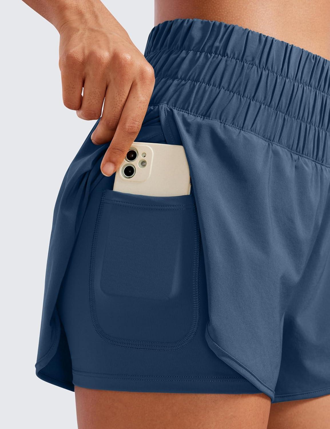 imageCRZ YOGA 2 in 1 Split Running Shorts for Women 3quot High Waisted Workout Athletic Gym Tennis with PocketStelindigo