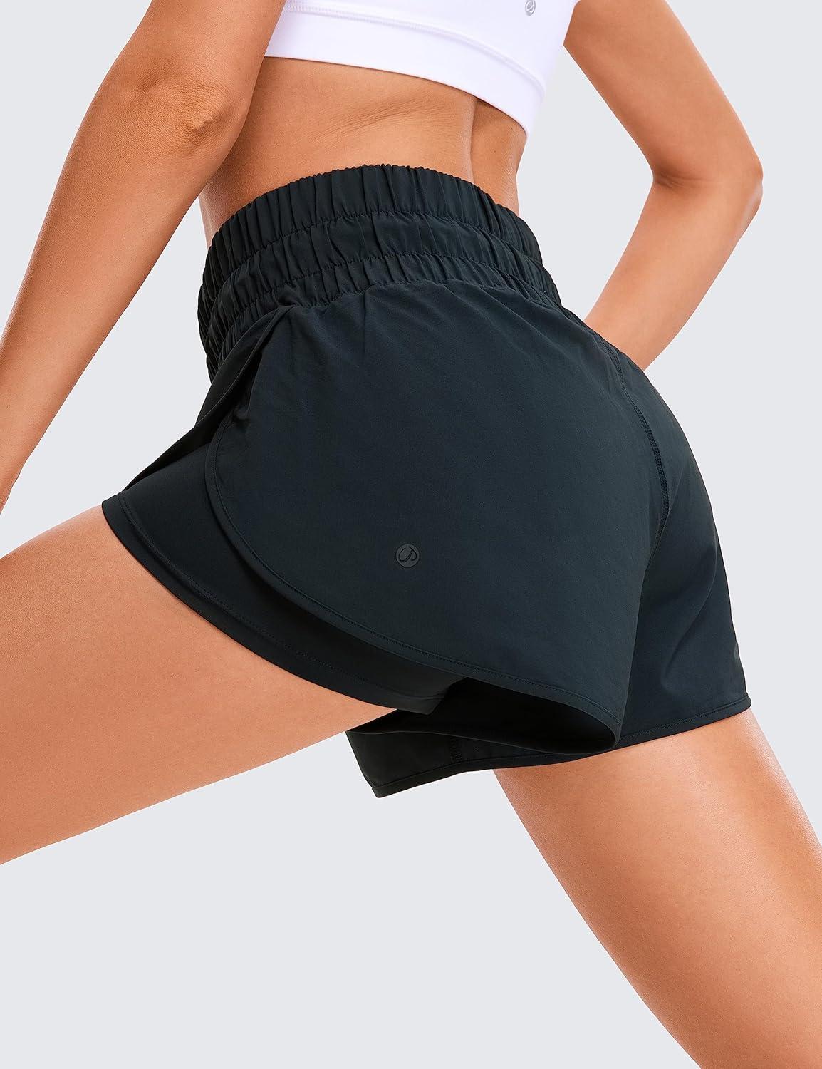 imageCRZ YOGA 2 in 1 Split Running Shorts for Women 3quot High Waisted Workout Athletic Gym Tennis with PocketTrue Navy