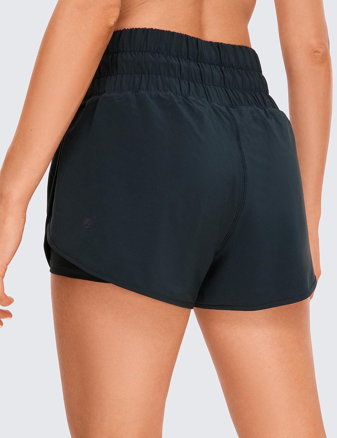 imageCRZ YOGA 2 in 1 Split Running Shorts for Women 3quot High Waisted Workout Athletic Gym Tennis with PocketTrue Navy