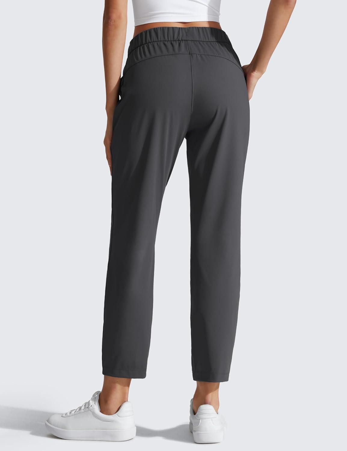 imageCRZ YOGA 4Way Stretch Ankle Golf Pants for Women 27quot Casual Dress Work 78 Sweatpants with PocketsInk Gray