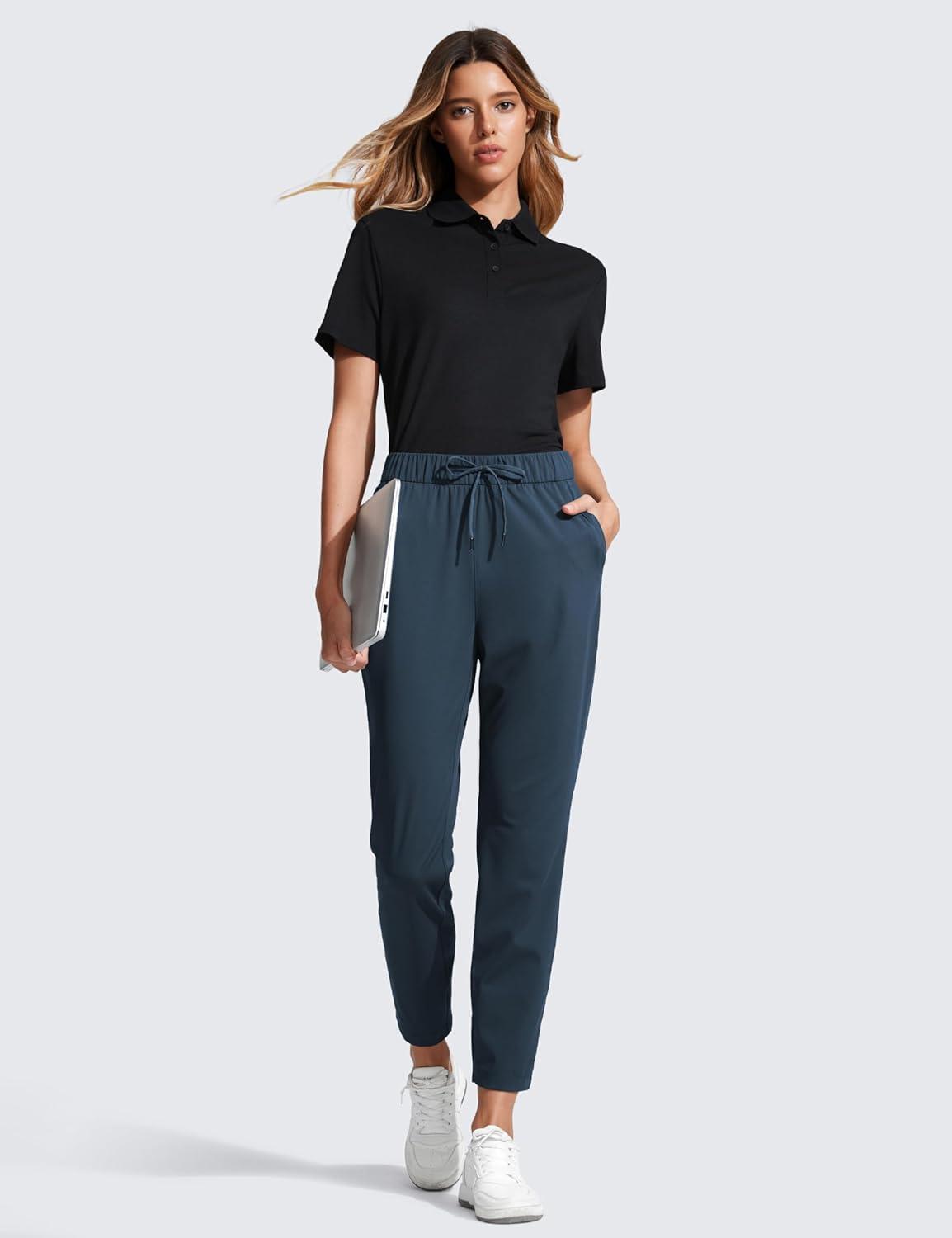 imageCRZ YOGA 4Way Stretch Ankle Golf Pants for Women 27quot Casual Dress Work 78 Sweatpants with PocketsTrue Navy