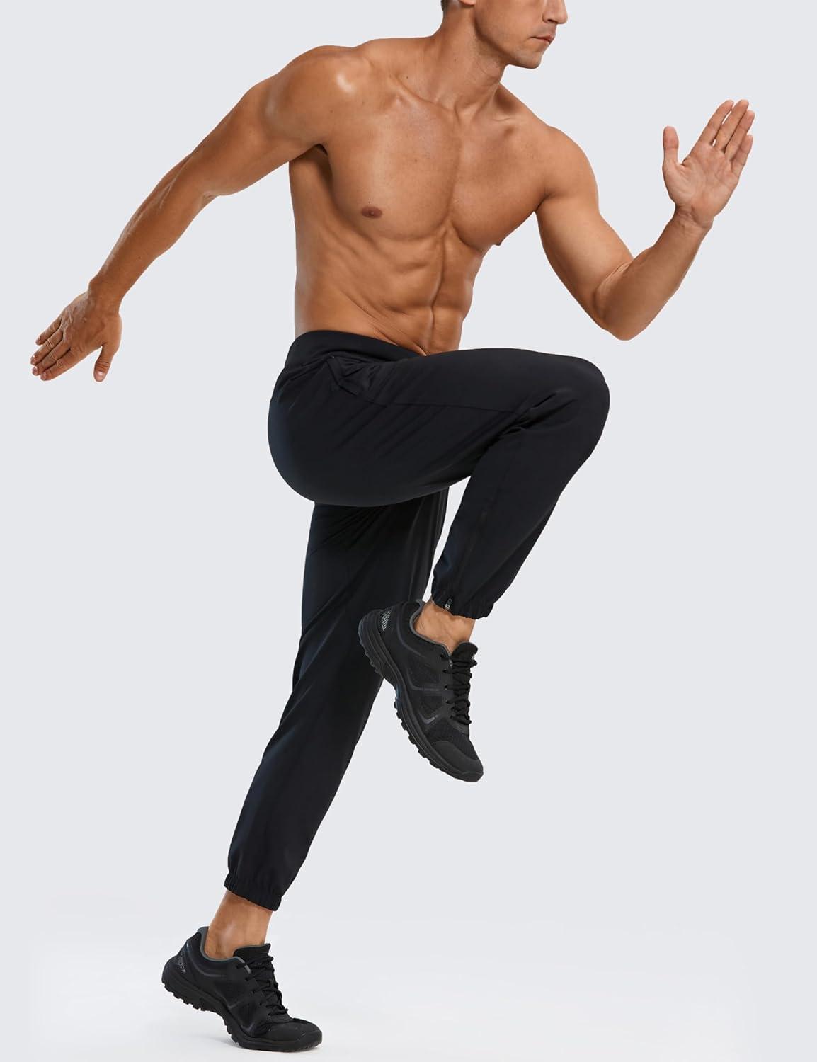imageCRZ YOGA 4Way Stretch Athletic Joggers for Men 28quot Track Golf Gym Workout Hiking Pants with PocketsBlack