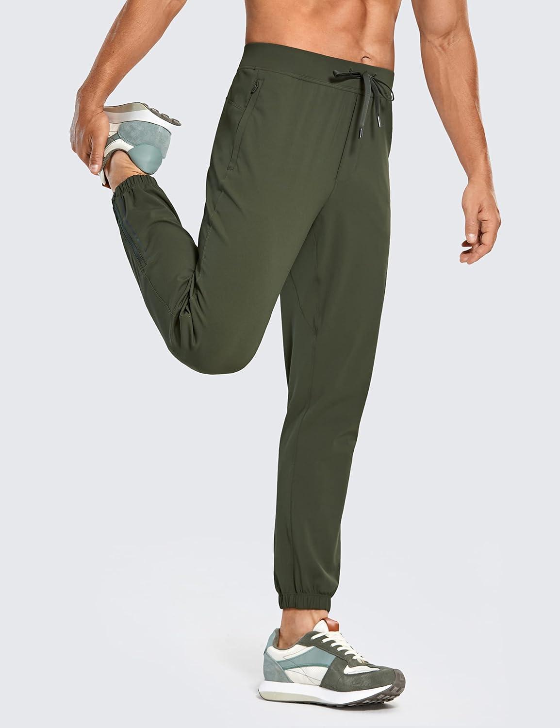 imageCRZ YOGA 4Way Stretch Athletic Joggers for Men 28quot Track Golf Gym Workout Hiking Pants with PocketsDark Olive