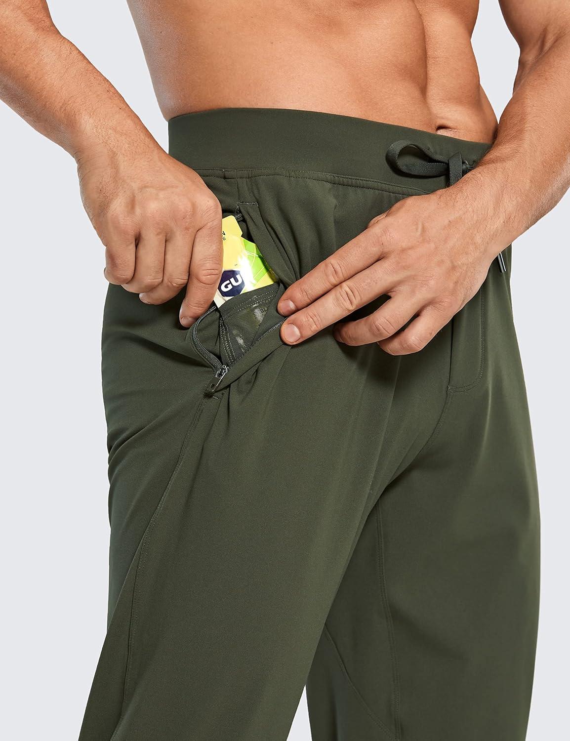 imageCRZ YOGA 4Way Stretch Athletic Joggers for Men 28quot Track Golf Gym Workout Hiking Pants with PocketsDark Olive
