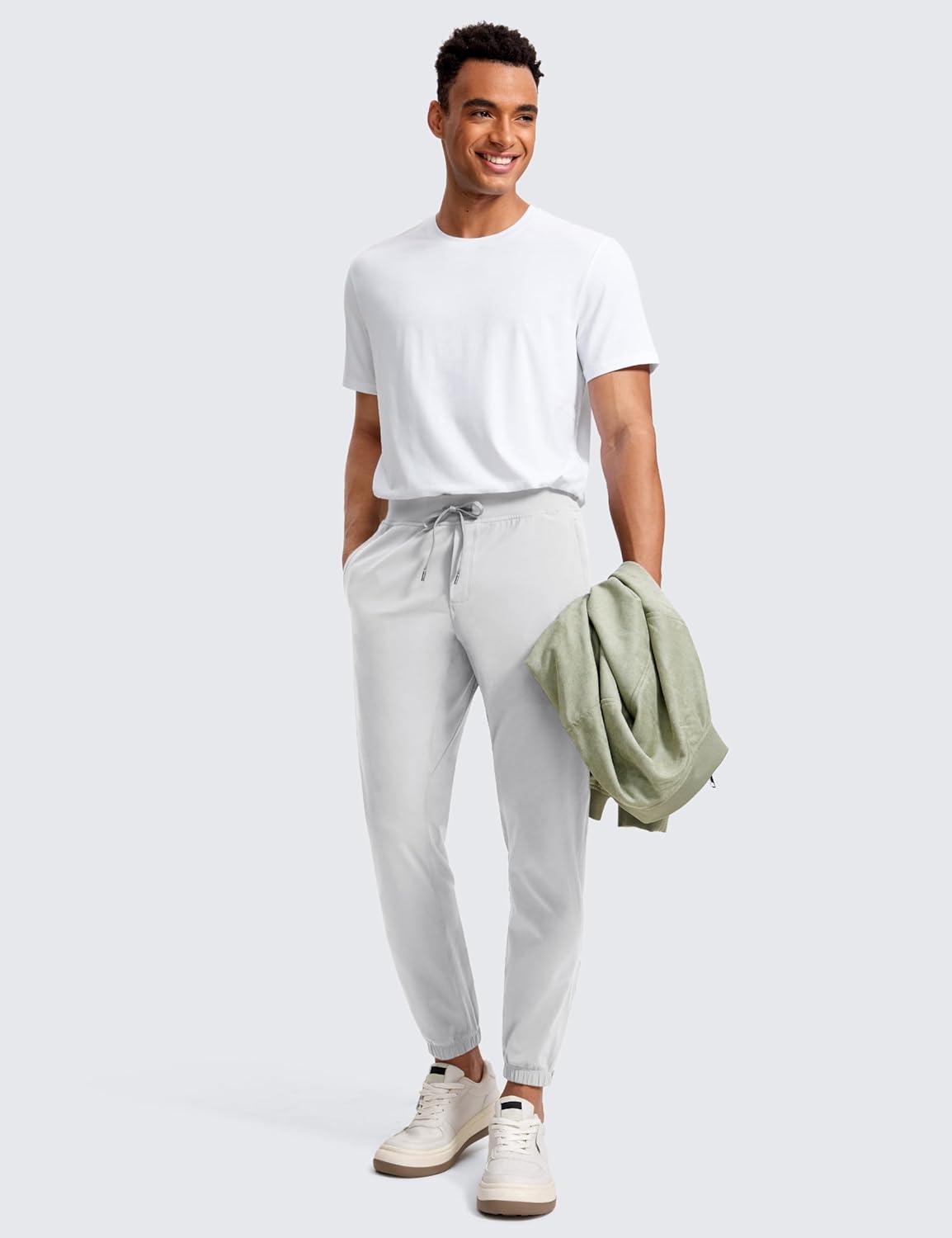 imageCRZ YOGA 4Way Stretch Athletic Joggers for Men 28quot Track Golf Gym Workout Hiking Pants with PocketsPlatinum Grey