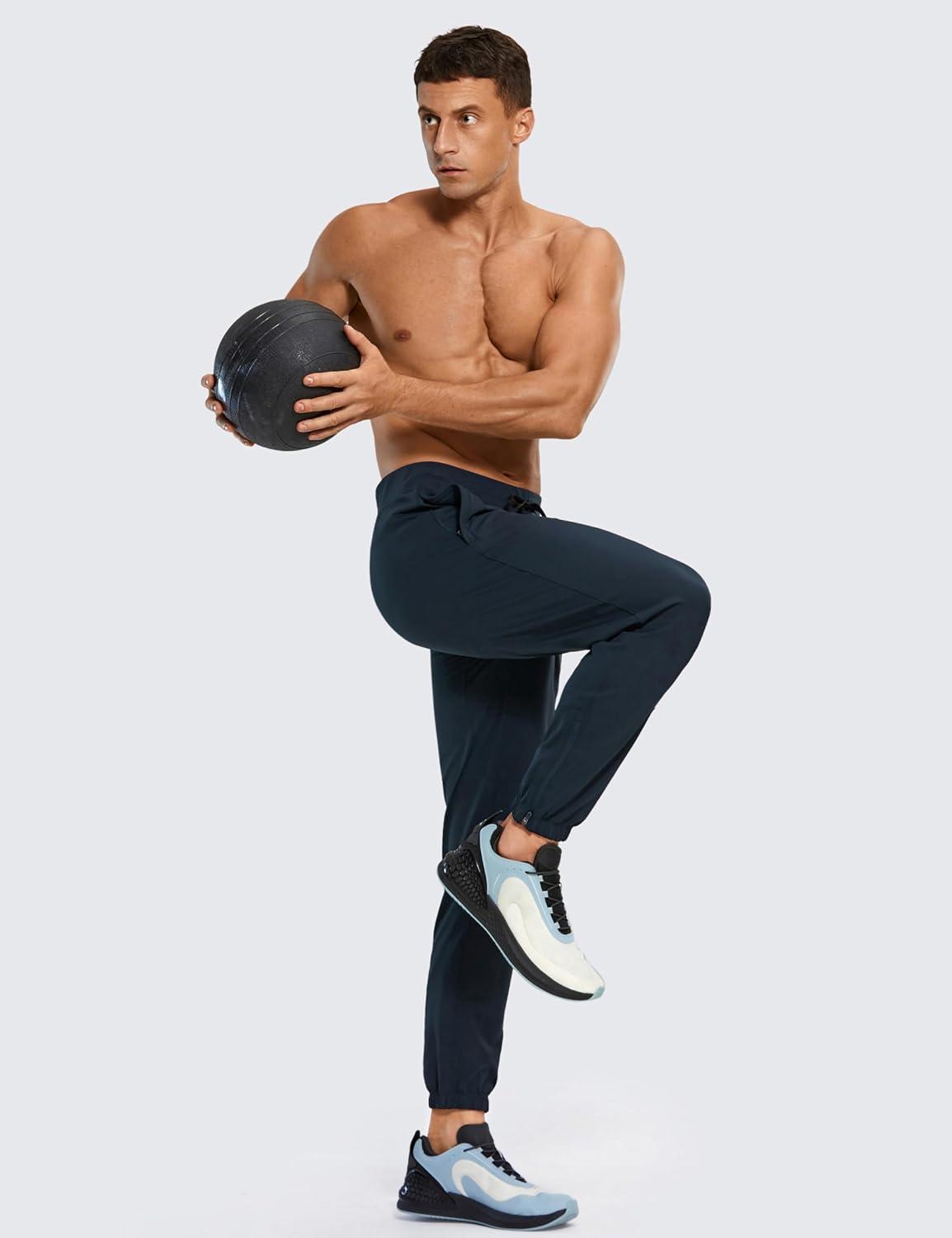 imageCRZ YOGA 4Way Stretch Athletic Joggers for Men 28quot Track Golf Gym Workout Hiking Pants with PocketsTrue Navy