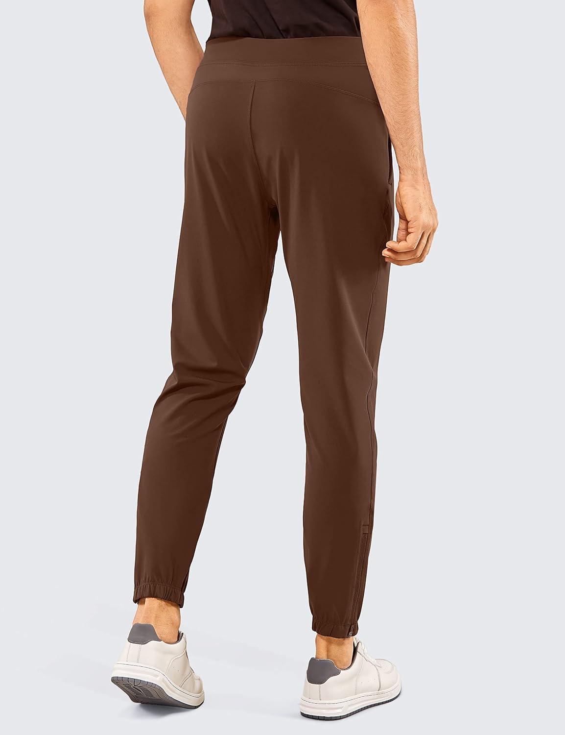 imageCRZ YOGA 4Way Stretch Athletic Joggers for Men 30quot32quot Track Golf Gym Workout Hiking Pants with PocketsDark Brown