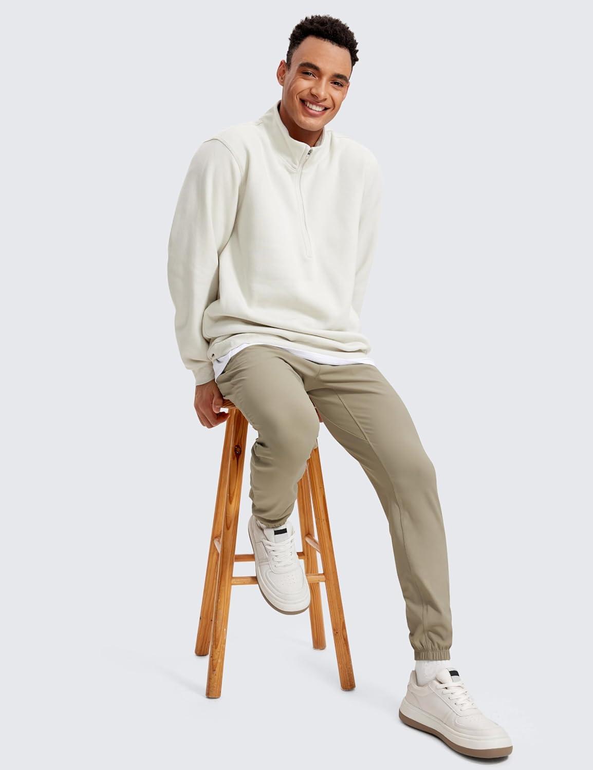 imageCRZ YOGA 4Way Stretch Athletic Joggers for Men 30quot32quot Track Golf Gym Workout Hiking Pants with PocketsKhali Barley