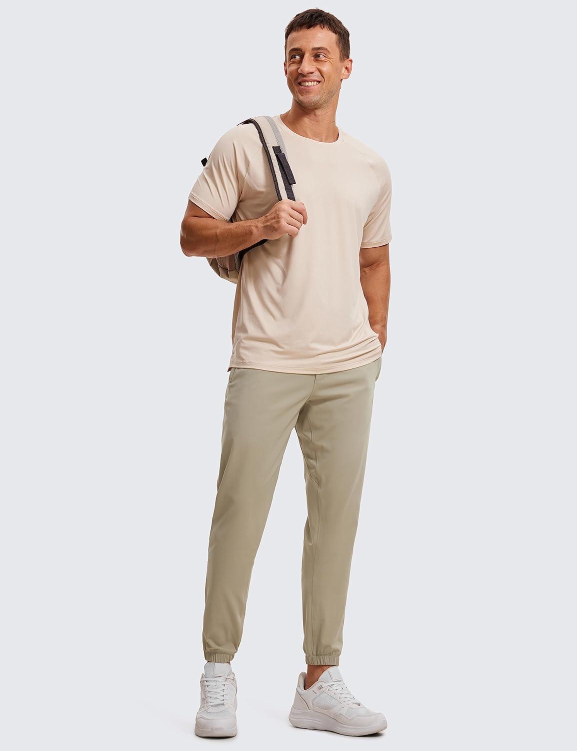 imageCRZ YOGA 4Way Stretch Athletic Joggers for Men 30quot32quot Track Golf Gym Workout Hiking Pants with PocketsKhali Barley