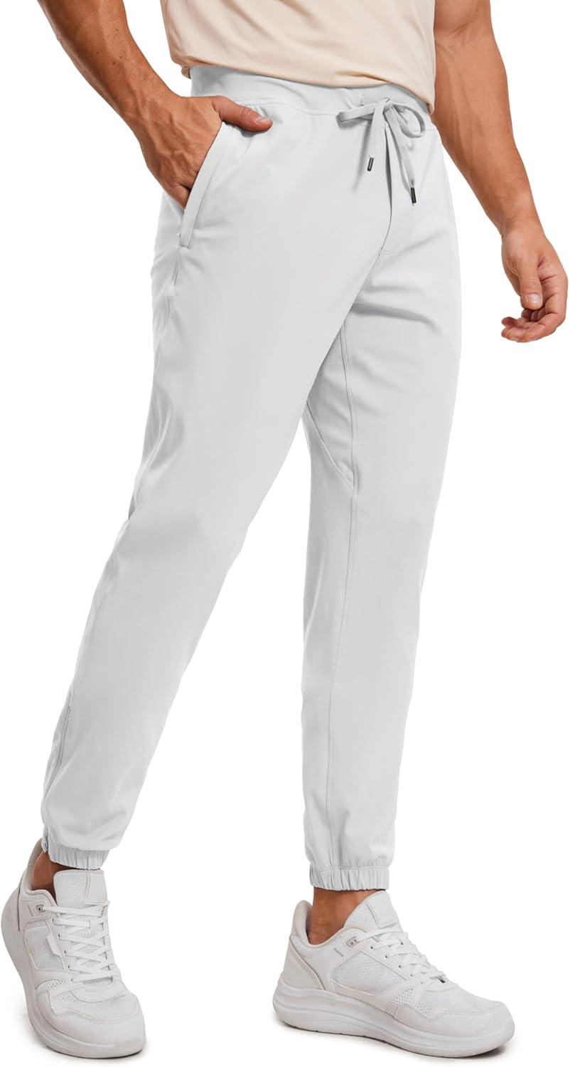 imageCRZ YOGA 4Way Stretch Athletic Joggers for Men 30quot32quot Track Golf Gym Workout Hiking Pants with PocketsPlatinum Grey