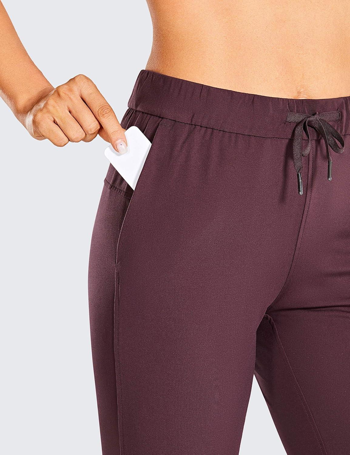 imageCRZ YOGA 4Way Stretch Full Length Golf Pants for Women Tall 31quot Travel Sweatpants Workout Trousers with PocketsDark Russet